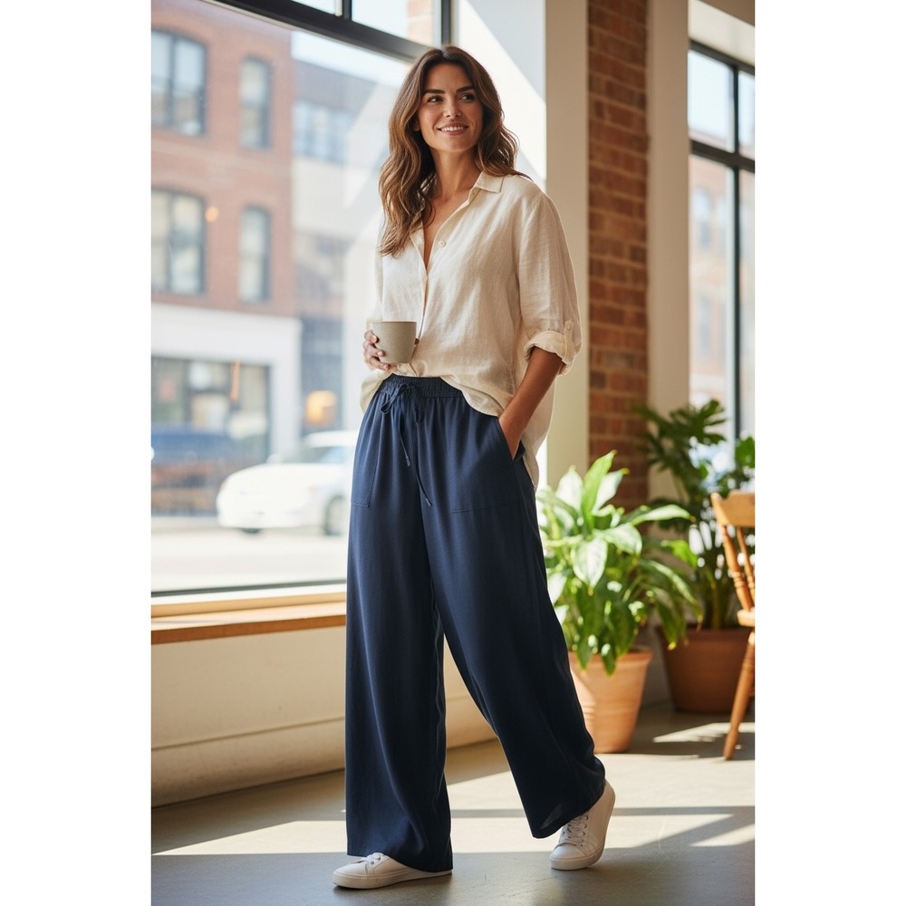 Whistles Womens Viscose Blend Cropped Pants Drawstring Waist Trousers Sze 8 NWOT